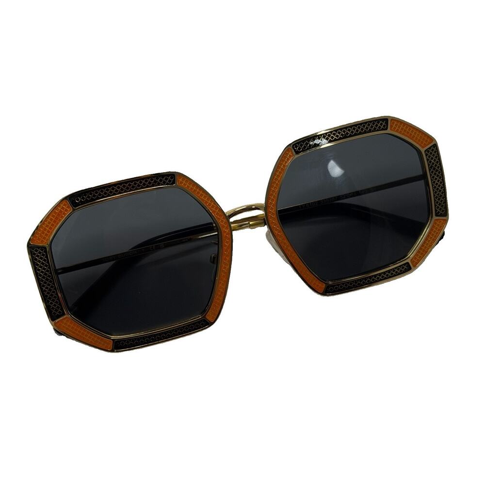 Tory Burch Geometric Sunglasses TY6102 Polished Gold Orange Dark Tinted Lens